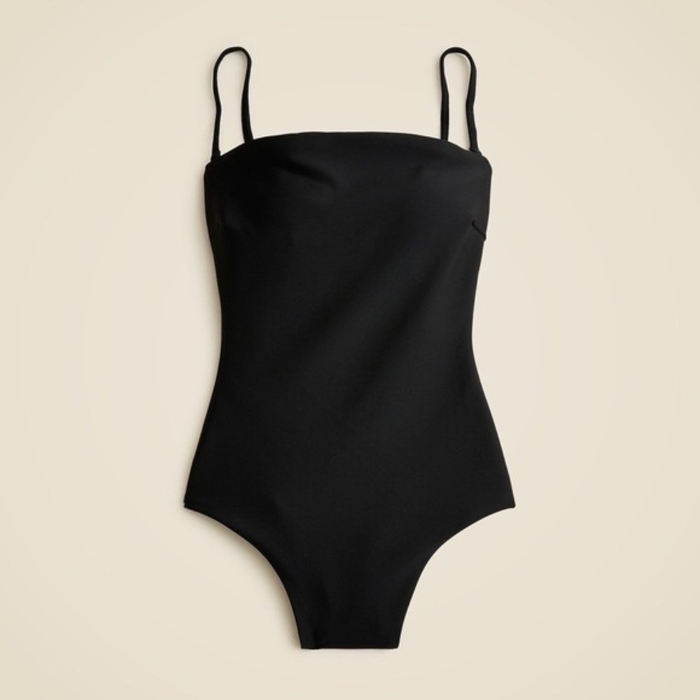 NEW!! J. CREW Gemma Bandeau One Piece Swimsuit Classic Sculpt Solid‎ Black 14